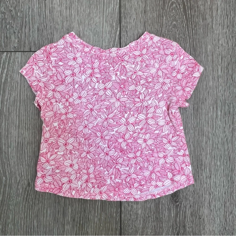 OLD NAVY SHORT SLEEVE T SHIRT FLORAL PINK 12-18MO